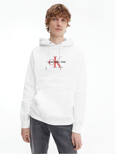 Calvin Klein Ruhák HU109522 | Calvin Klein Organic Cotton Logo Férfi Kapucnis Pulóver Világos Fehér